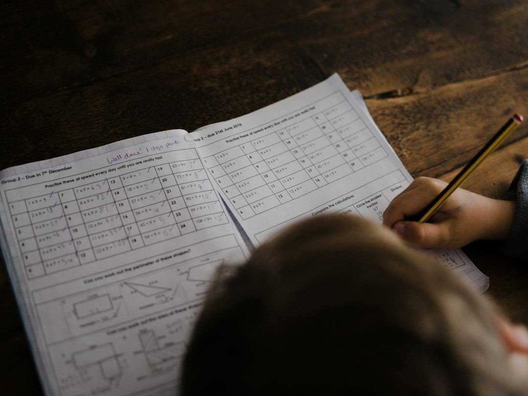 Child practising Maths at home