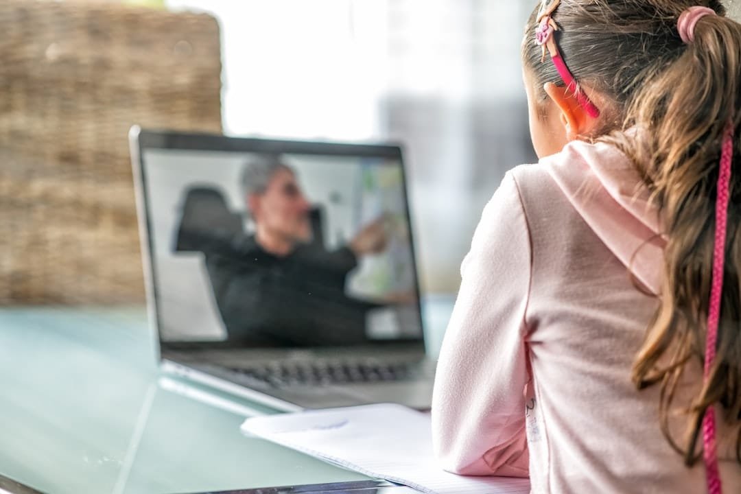 Student following a virtual class
