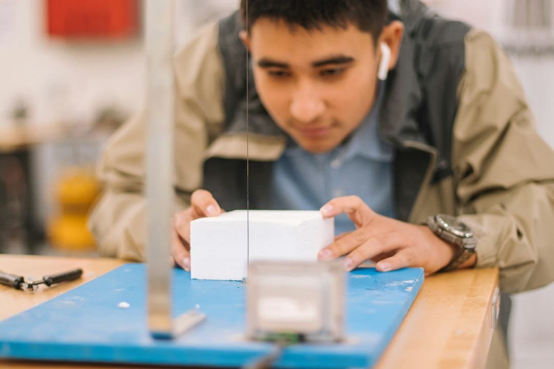 Senior secondary science student studying