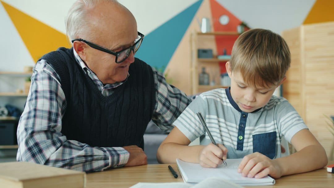 Child learning with a home tutor